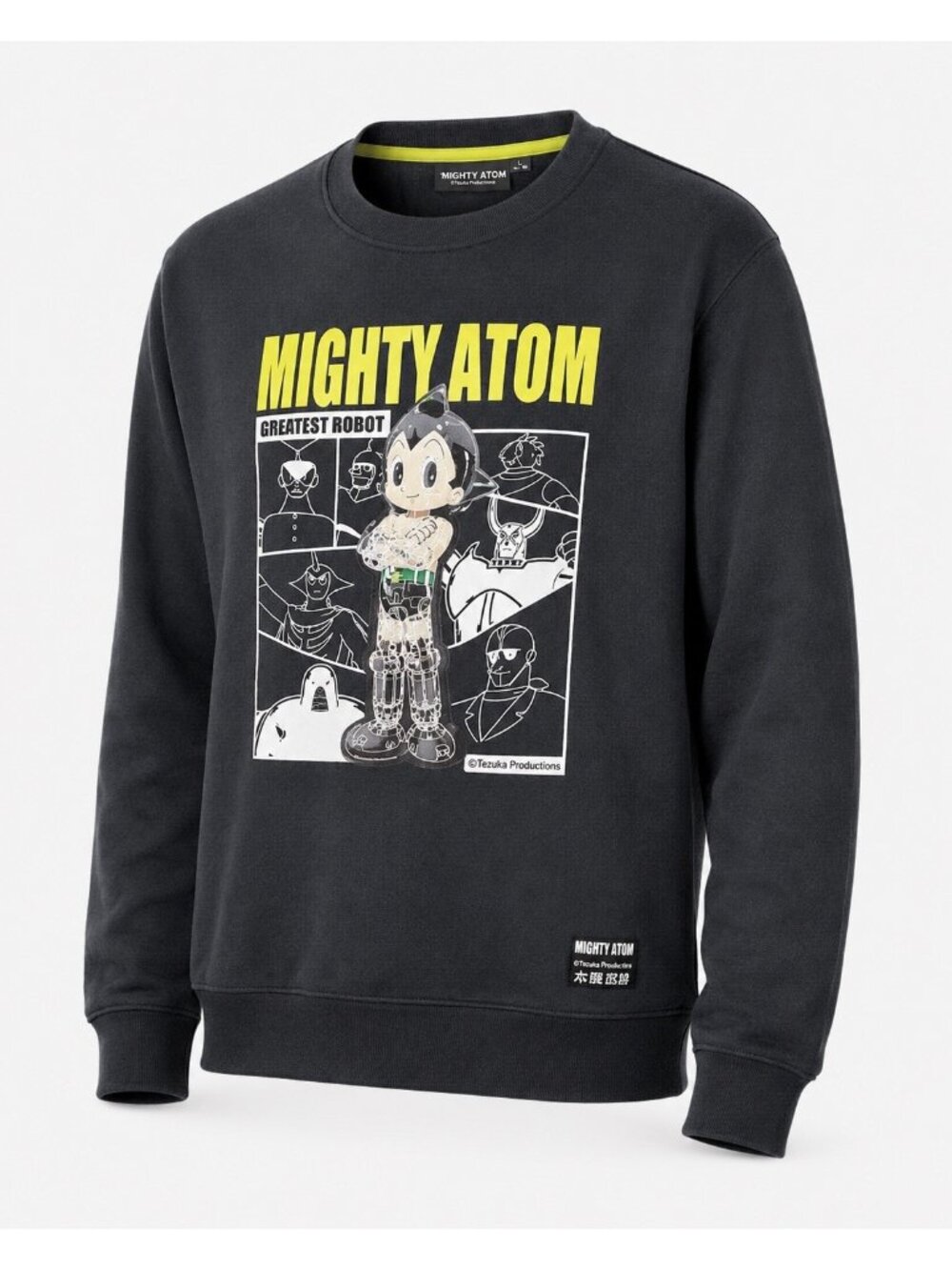 Tezuka Astro Boy Mighty Atom Sweatshirt Mens L Black Anime Graphic Hologram